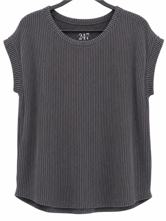 24/7 Maurices Tops - 24/7 Women's Gray Short Sleeve Knit Top